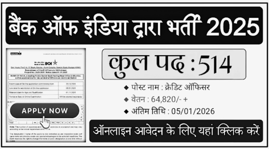 Bank of India Credit Officer Recruitment 2025 Notification