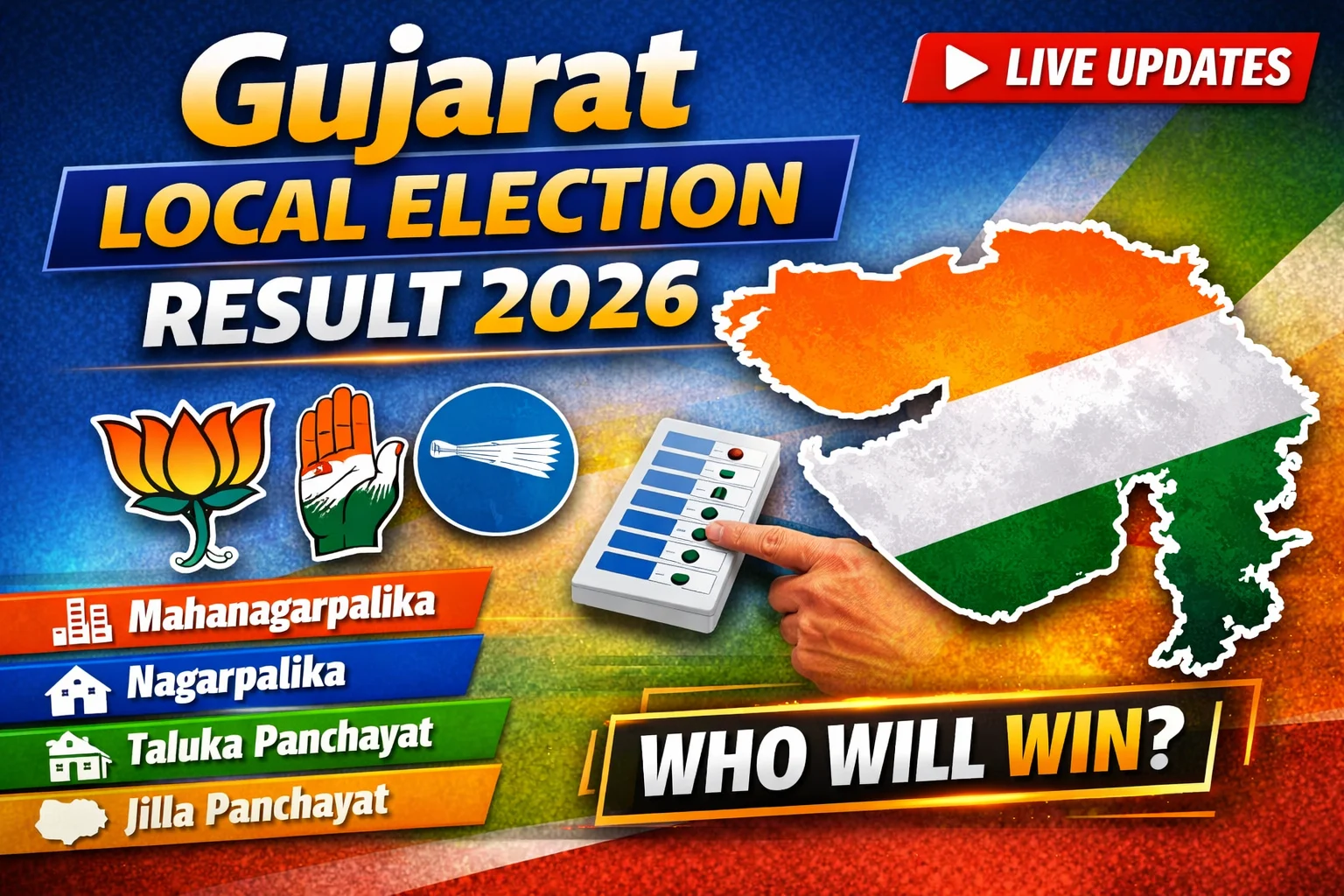 Gujarat Local Body Election Result 2026 Mahanagarpalika Nagarpalika Panchayat