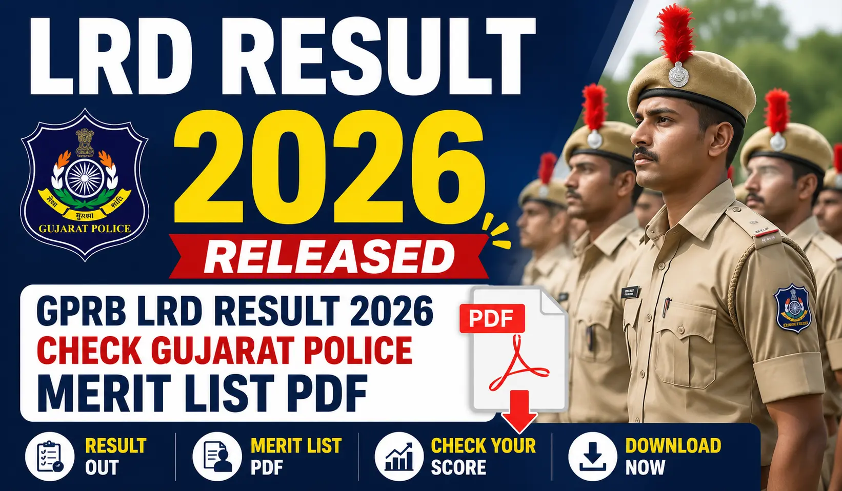LRD Result 2026 official GPRB Gujarat Police Merit List released for Gujarat Police Constable written examination candidates.