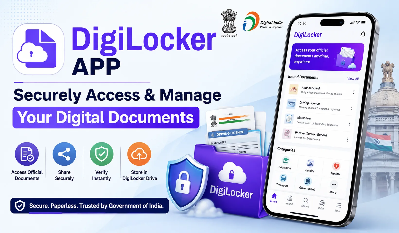 DigiLocker App for accessing and managing digital documents