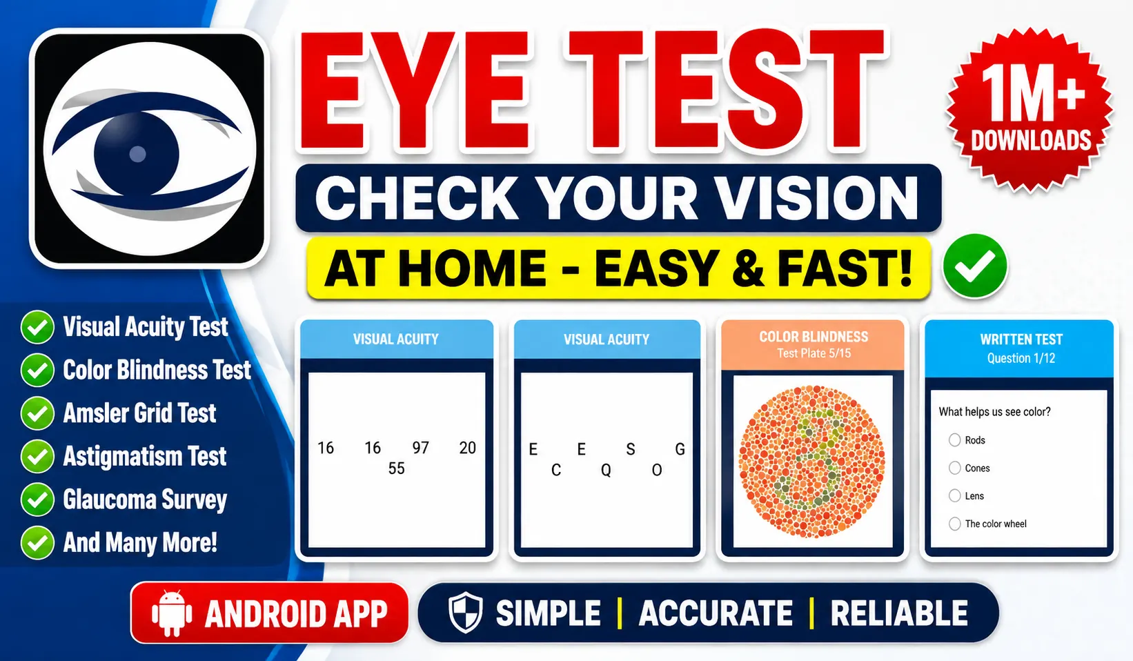 Eye Test App to check vision, color blindness and eyesight at home