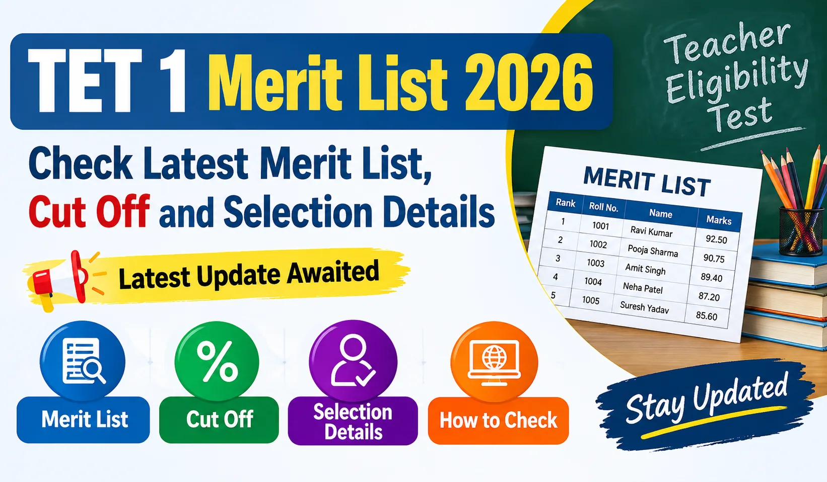 TET 1 Merit List 2026 latest update